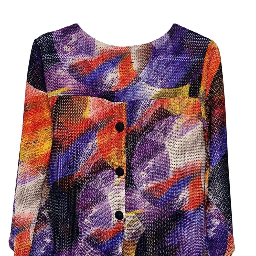Joseph Ribkoff Abstract Print Button Front Jacket Multi Color 8 - Picture 8 of 11